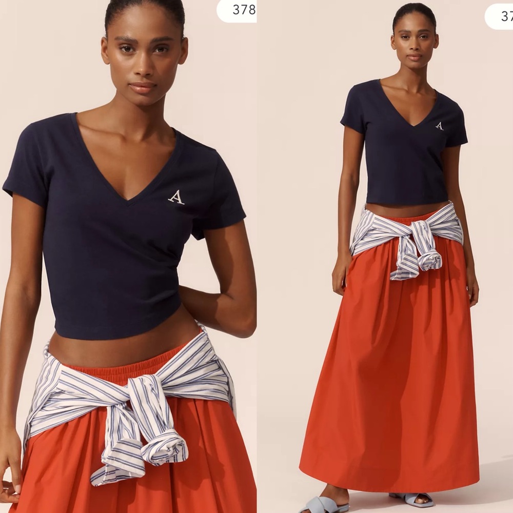 Anthropologie Maeve V-Neck Short-Sleeve Tee